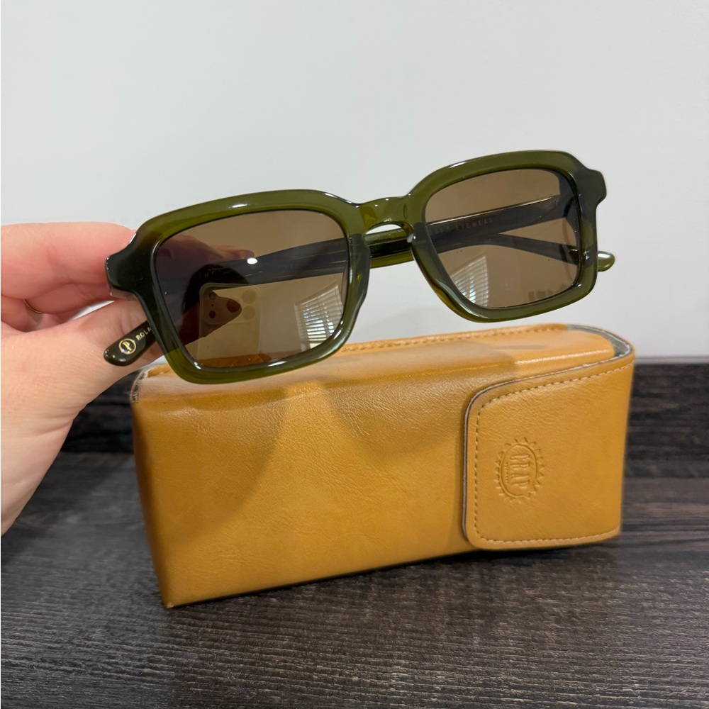 Crap Eyewear Olive Green Sunglasses with Tan Case. The heavy tropics